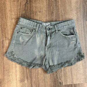 Free People Olive Cute Distressed Jean Shorts Sz 27